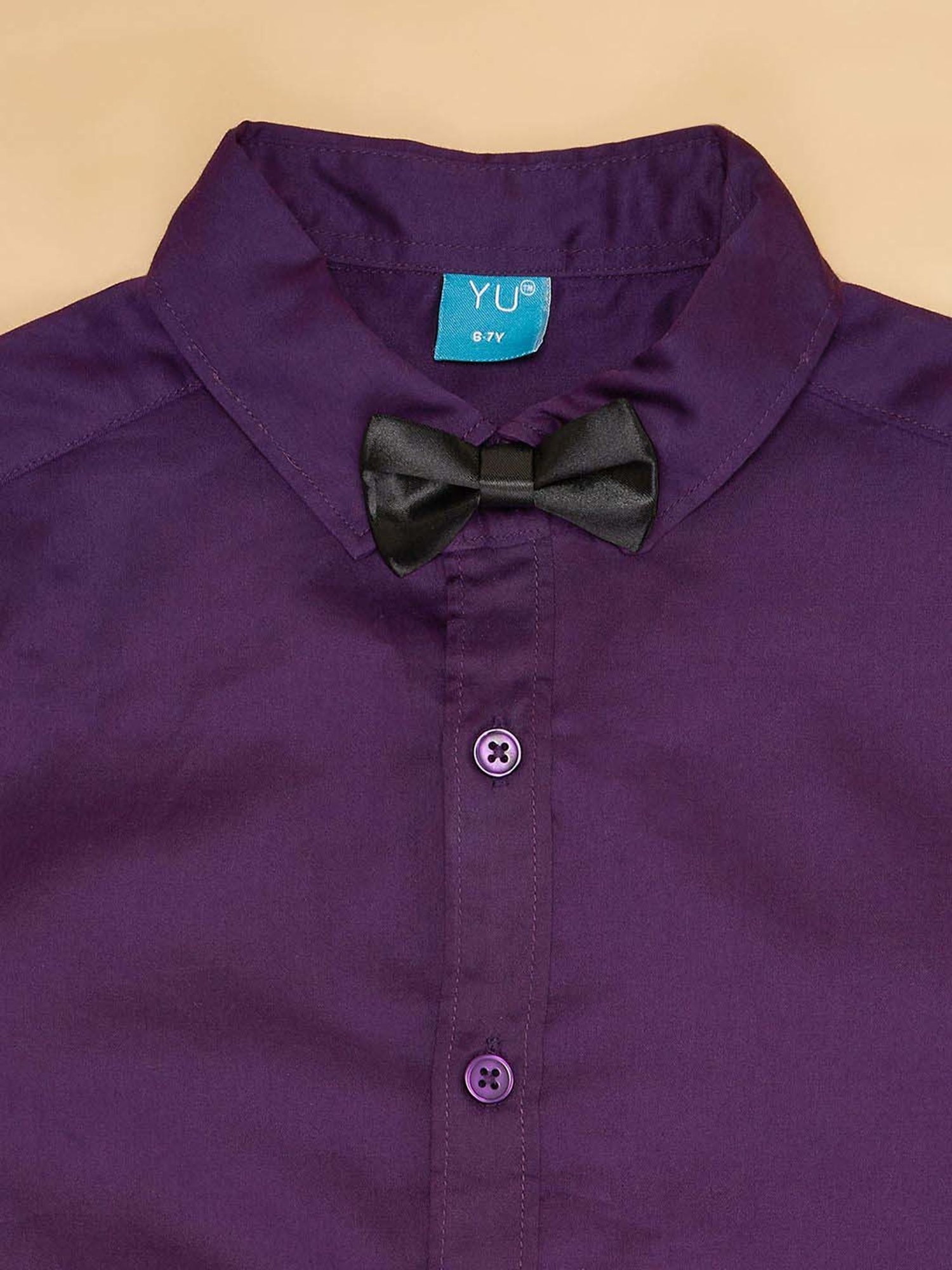 YU by Pantaloons Kids Purple Cotton Regular Fit Full Sleeves Shirt