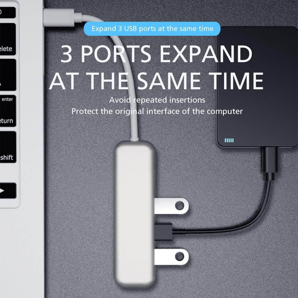 YAOMAISI 5 in 1 Extender USB3.0+ card reader + charging , Support PD Fast Charging, Data Transmission 5G / S for Macbook(Silver)