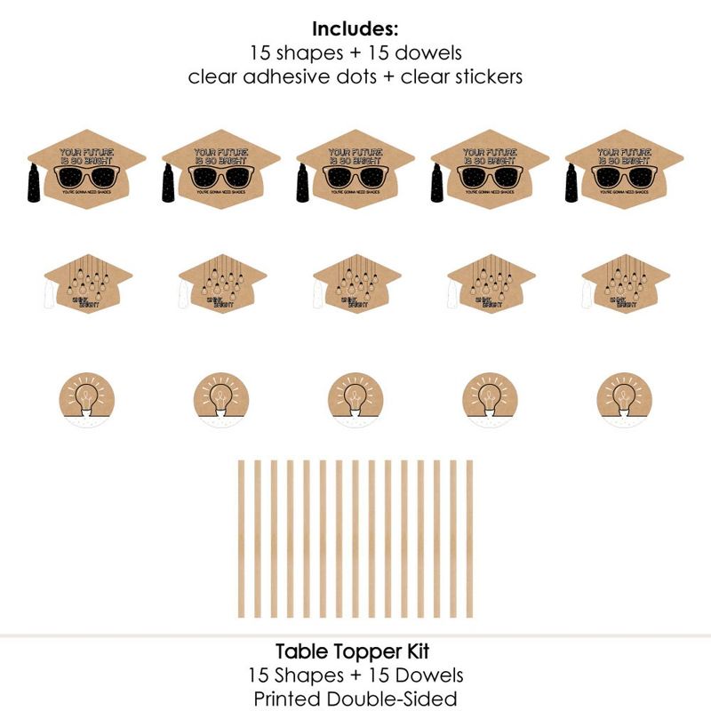 Big Dot of Happiness Bright Future - Graduation Party Centerpiece Sticks - Table Toppers - Set of 15