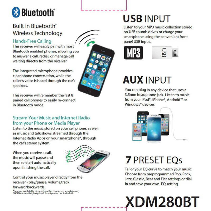 Dual CD Receiver With Bluetooth 3.5mm Aux and USB inputs XDM280BT