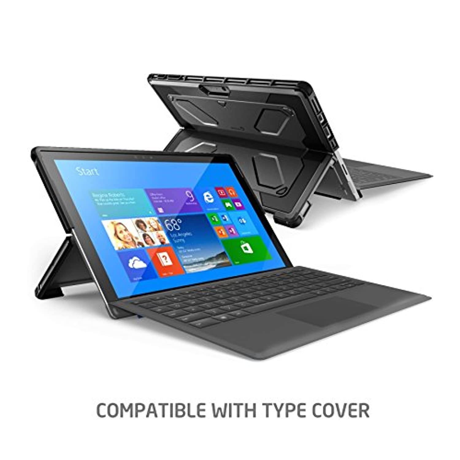 The New Surface Pro 2017 Case, Heavy Duty i-Blason Armorbox Dual Layer Hybrid Full-Body Protective Kickstand Case Compatible with Microsoft Surface Pro 4 2015 NO Built in Screen Protector (Black)