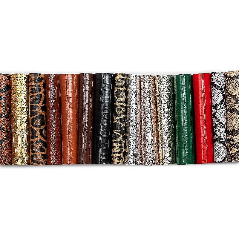 Bright Creations 15 Pack Faux Leather Sheets for Making Earrings, Bows, Jewelry (15 Patterns, 6.3 x 8.3 in)