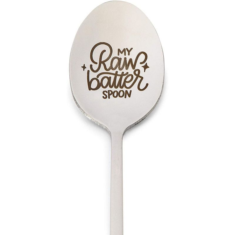 "My Raw Batter Spoon" Stainless Steel Engraved Spoons Gift, Soup Spoon, Coffee Spoon (7.8 in.)