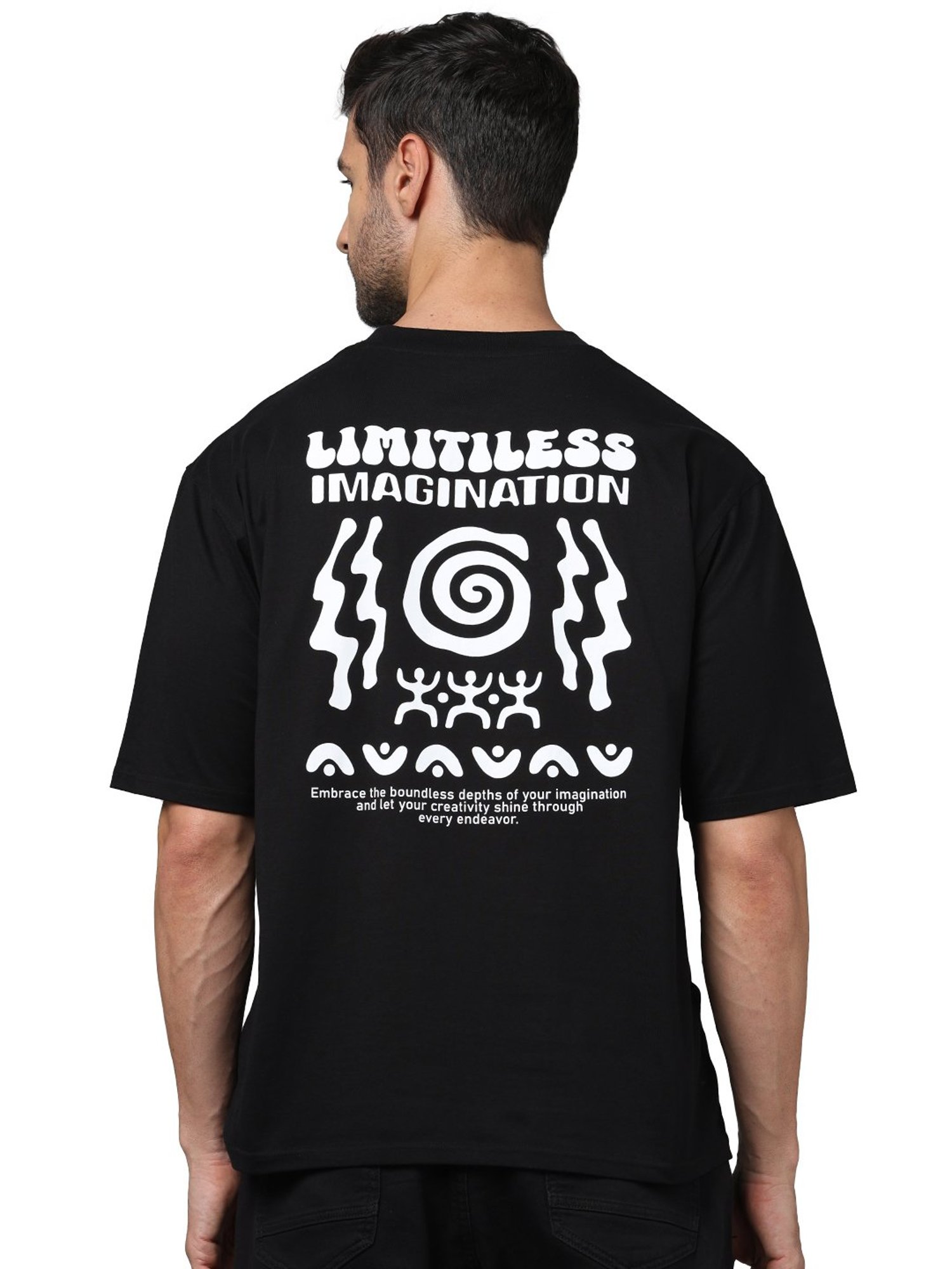 celio* Black Regular Fit Printed Cotton Crew T-Shirt