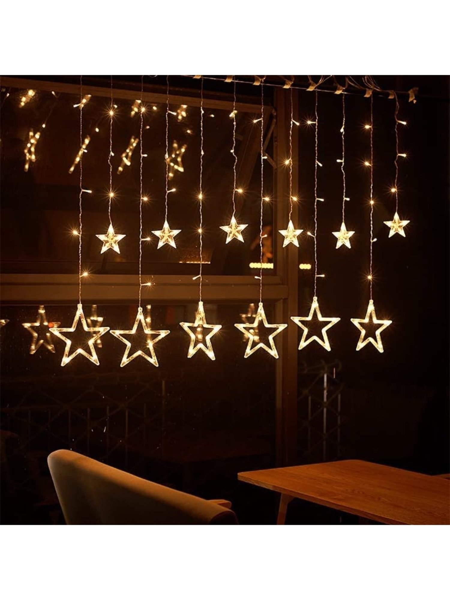 Xergy Star Curtain 12 Stars 138 LED String Lights (Warm White)