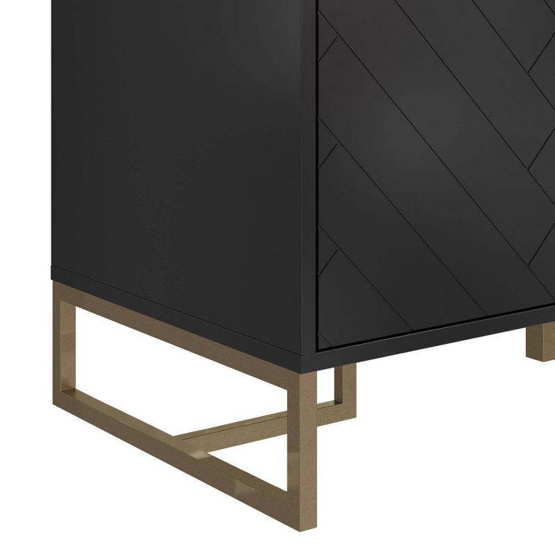 Herringbone Console Unit Black - CosmoLiving by Cosmopolitan