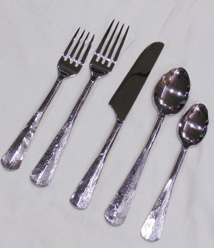 Southern Living Silver Textured 20-Piece Stainless Steel Flatware Set