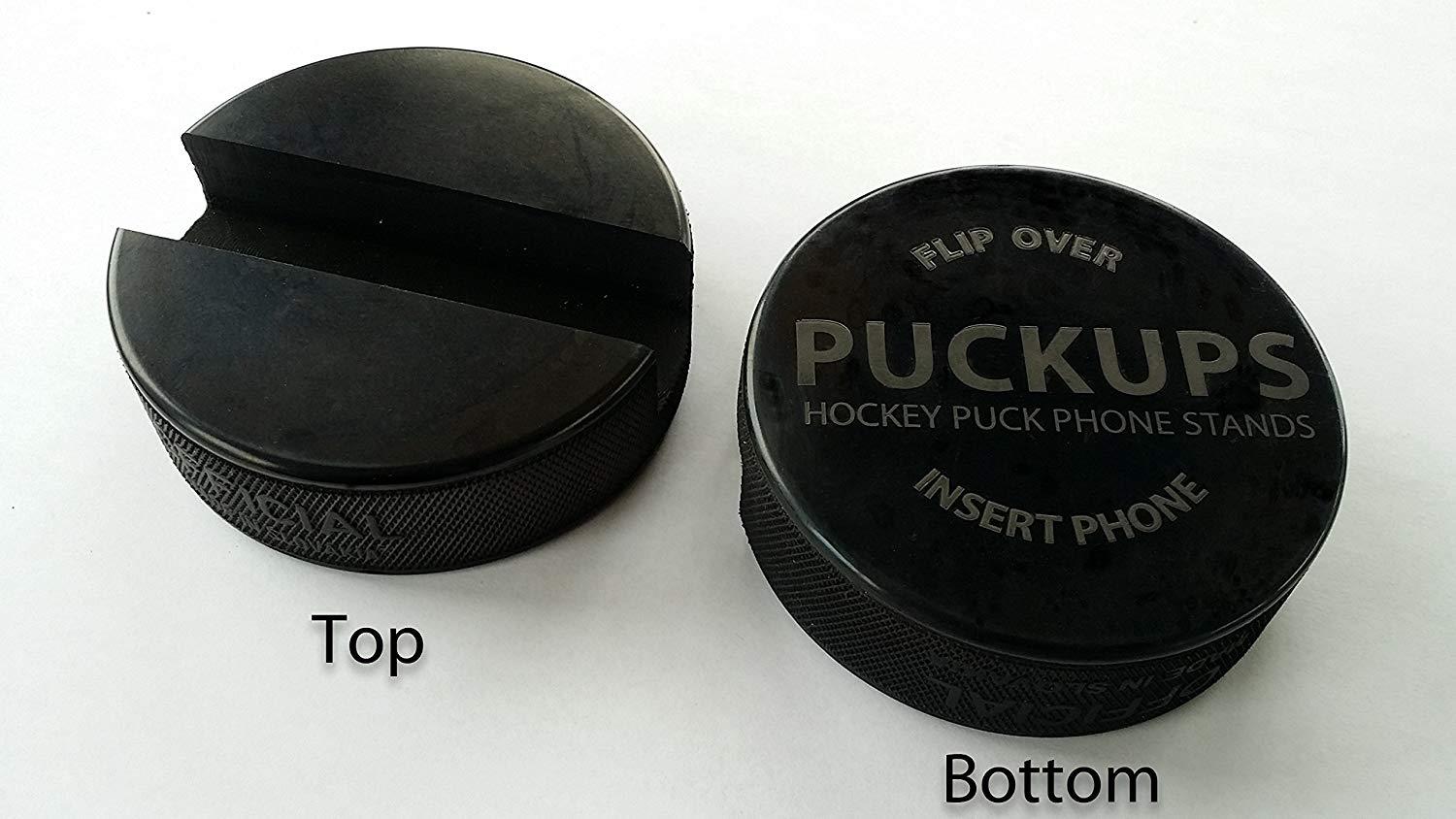 PUCKUPS - Indestructible Hockey Puck Cell Phone Stand - The Best Universal Smartphone/iPhone Xs Xs Max Xr X 8 7 6 / All Samsung Galaxy/Note / Google Pixel/PUCKUP Made From a REAL Hockey Puck