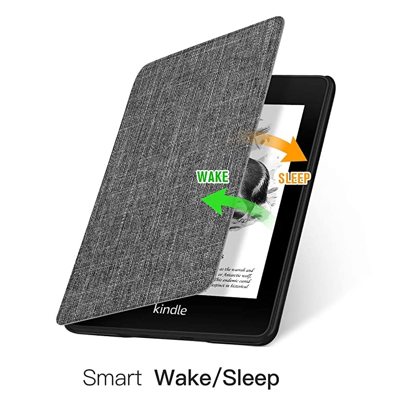 Fabric Case for Kindle Paperwhite 10th 2018 - Thinnest&Lightest Smart Cover with Auto Wake/Sleep - Support Back Cover adsorption(Not fit Kindle 10th 2019 or Kindle oasis3 10th 2019),K10 Grey