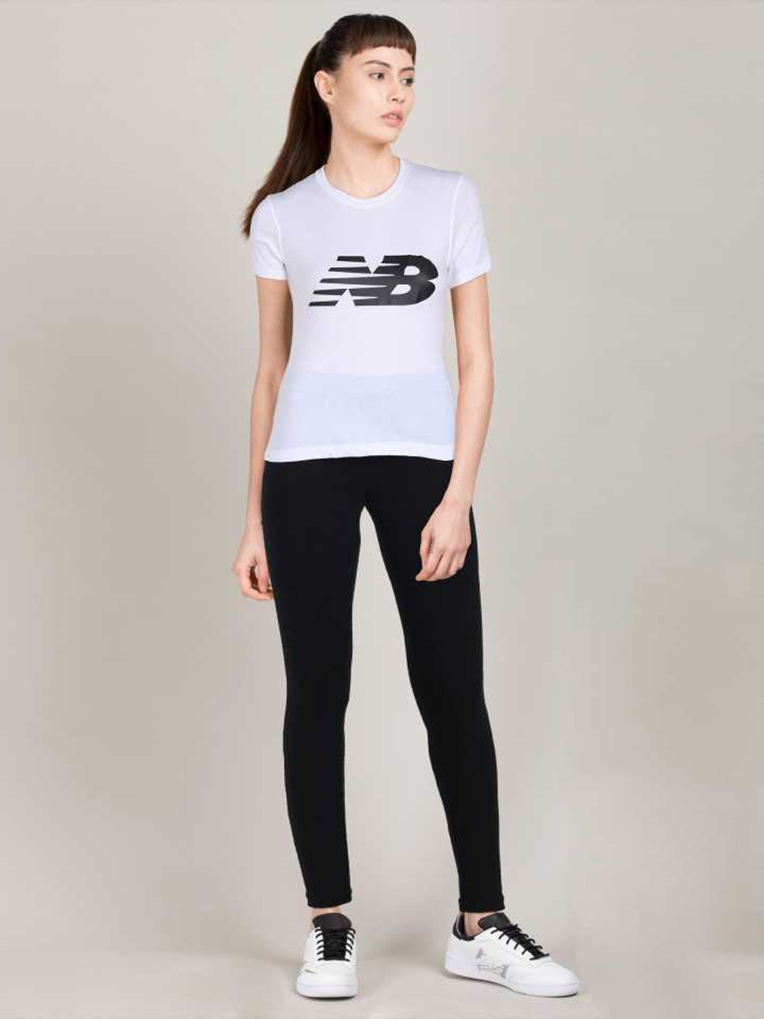 New Balance White Round Neck T-Shirt