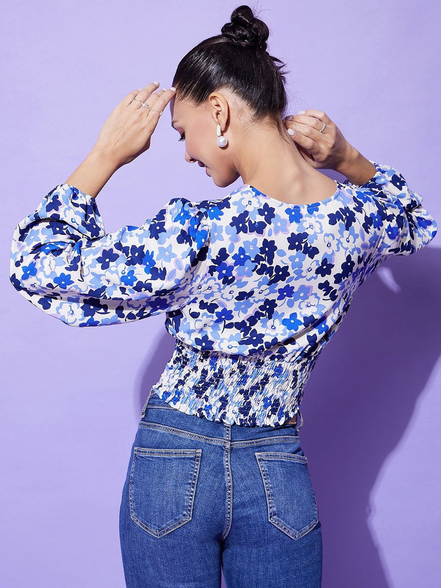 StyleStone Blue Printed Crop Top