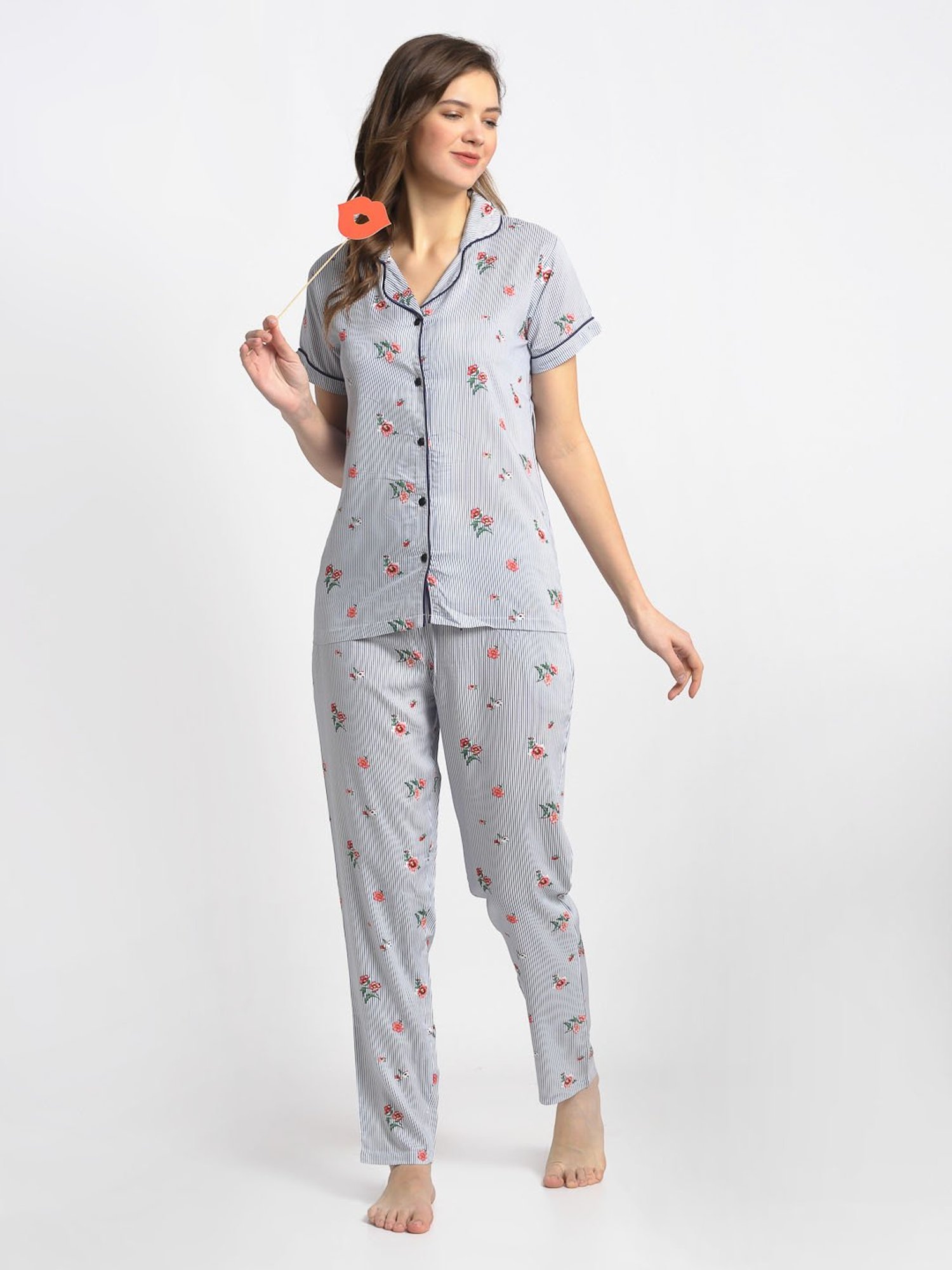 Boston Club Multicolor Printed Shirt With Pyjamas