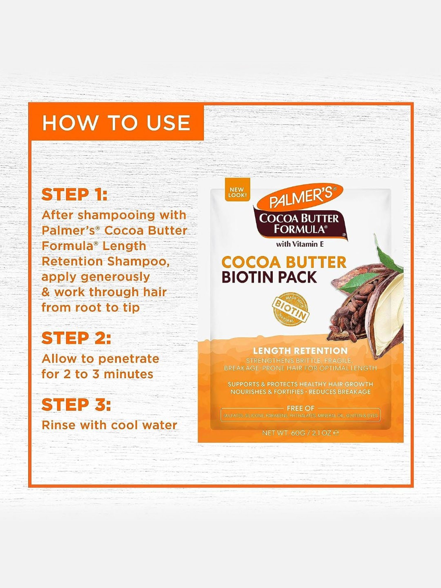 Palmer's Cocoa Butter Formula with Vitamin E with Vitamin E Length Retention Biotin Pack - 60 gm