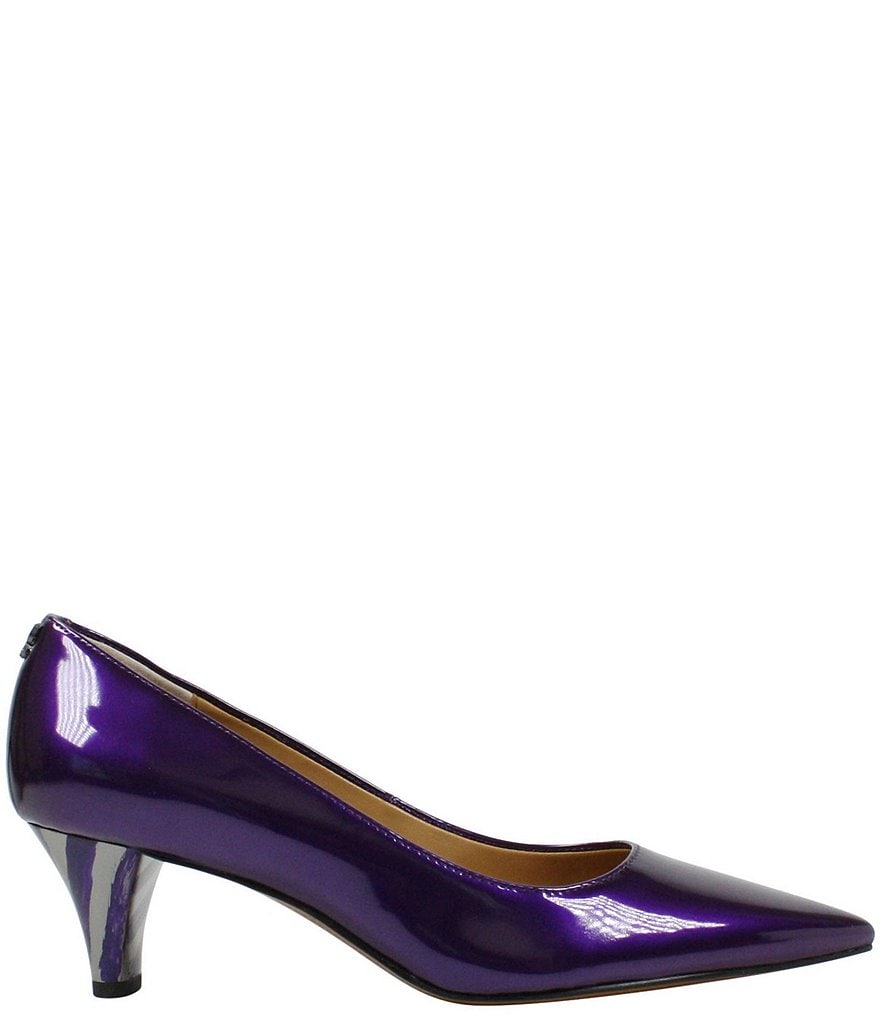 J. Renee Asilah Patent Kitten Heel Pumps