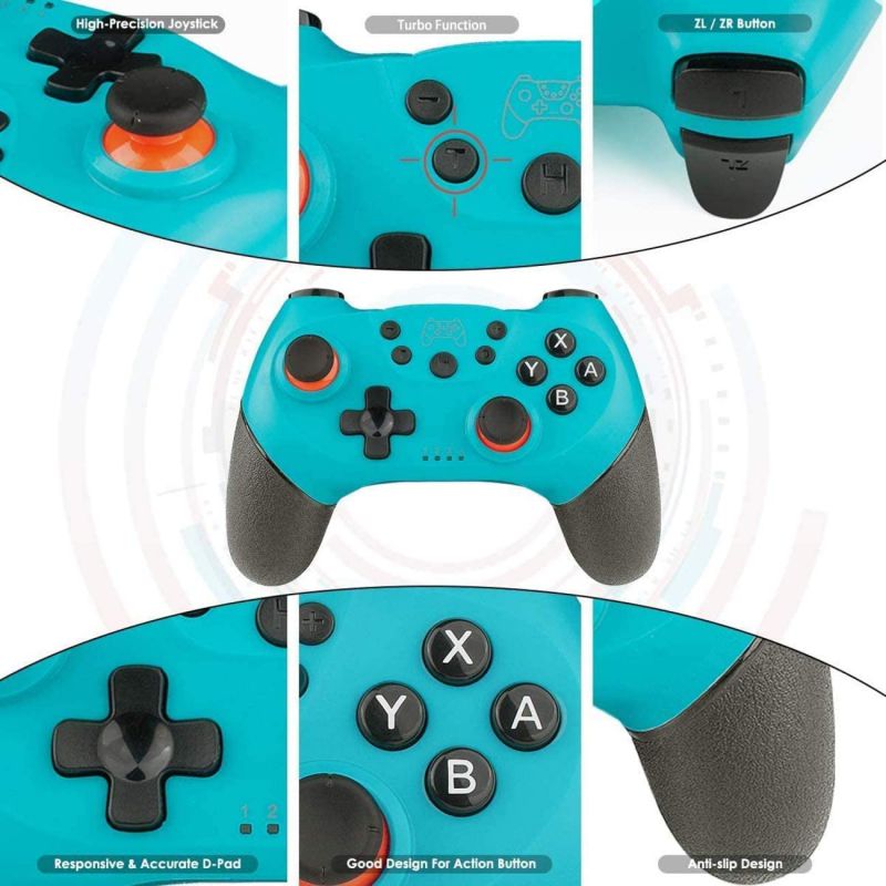 Switch Controller,Wireless Pro Controller for Switch/Switch Lite,Rechargeable Gamepad Remote Joystick,Adjustable Turbo Function,Dual Vibration and Gyro 6-Axis(Green).