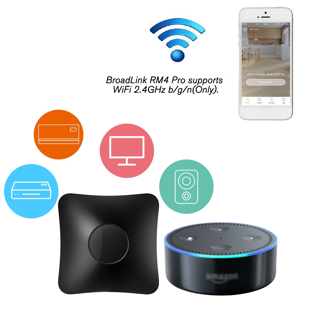 BroadLink RM4 Pro WiFi Smart Home Automation Universal Remote Controller WiFi+IR+RF Switch App Control Timer Compatible with Alexa Smart Home Automation