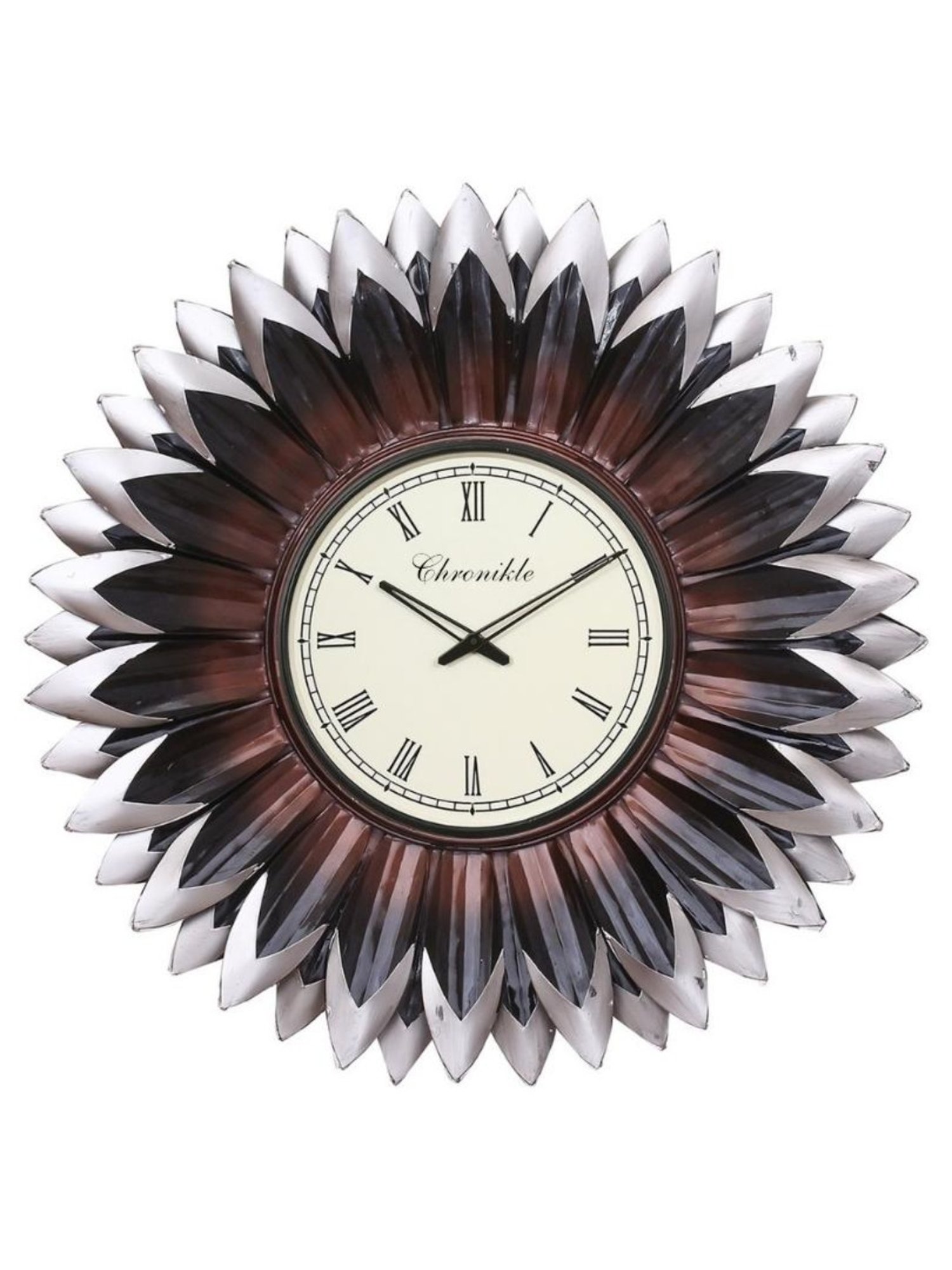 CHRONIKLE Floral Design Multicolor Iron Roman Number Analog Wall Clock