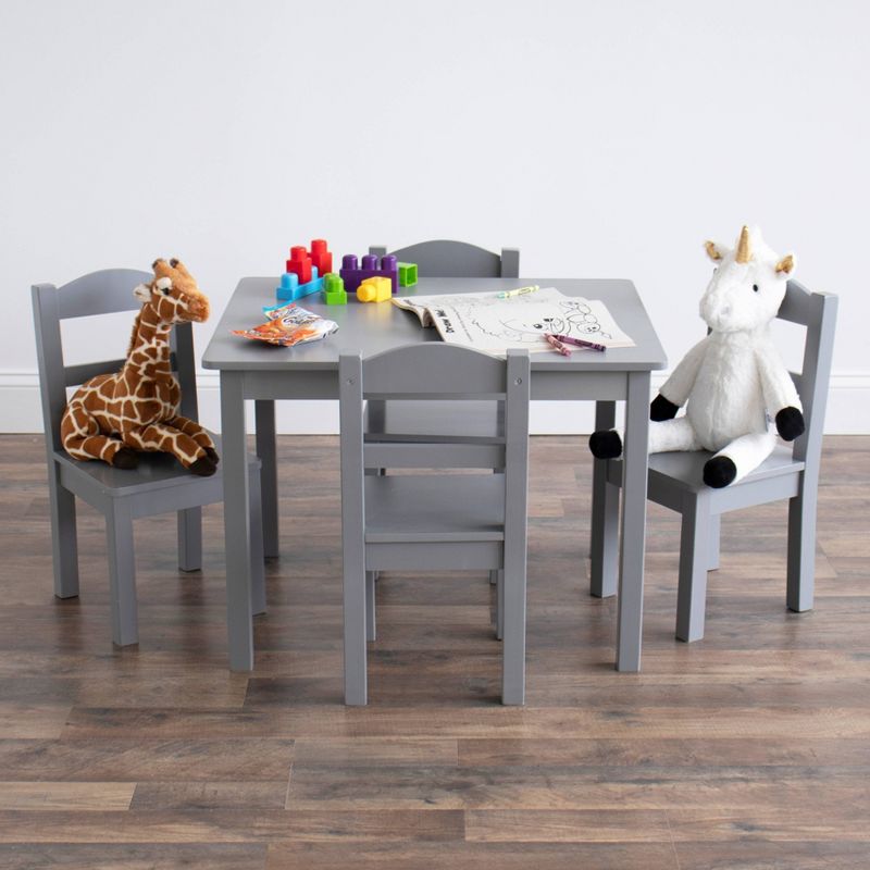 5pc Camden Kids' Wooden Table and Chair Set Gray - Humble Crew