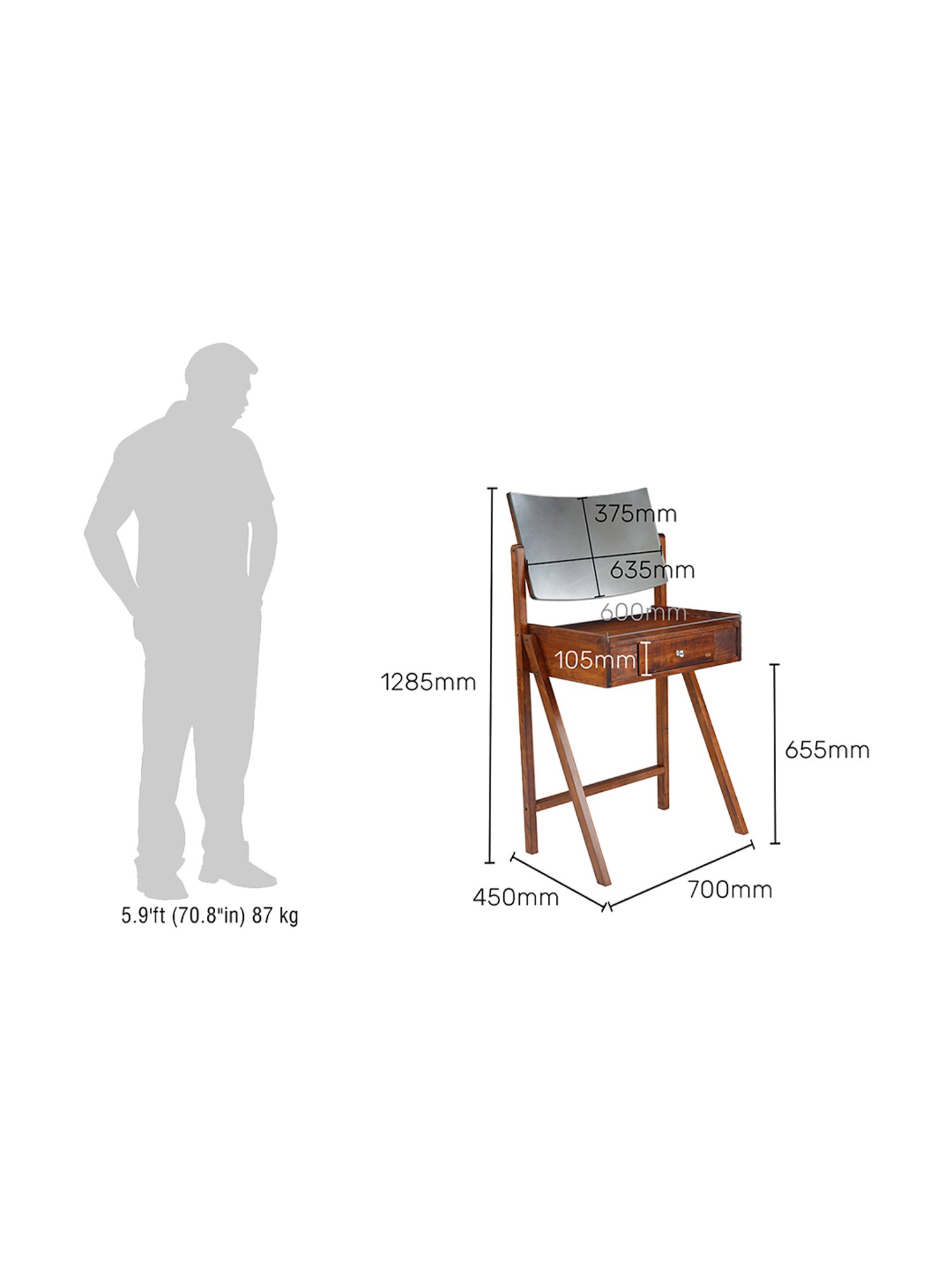 Sleepyhead Ally Teak Brown Sheesham Wood Bedside Table