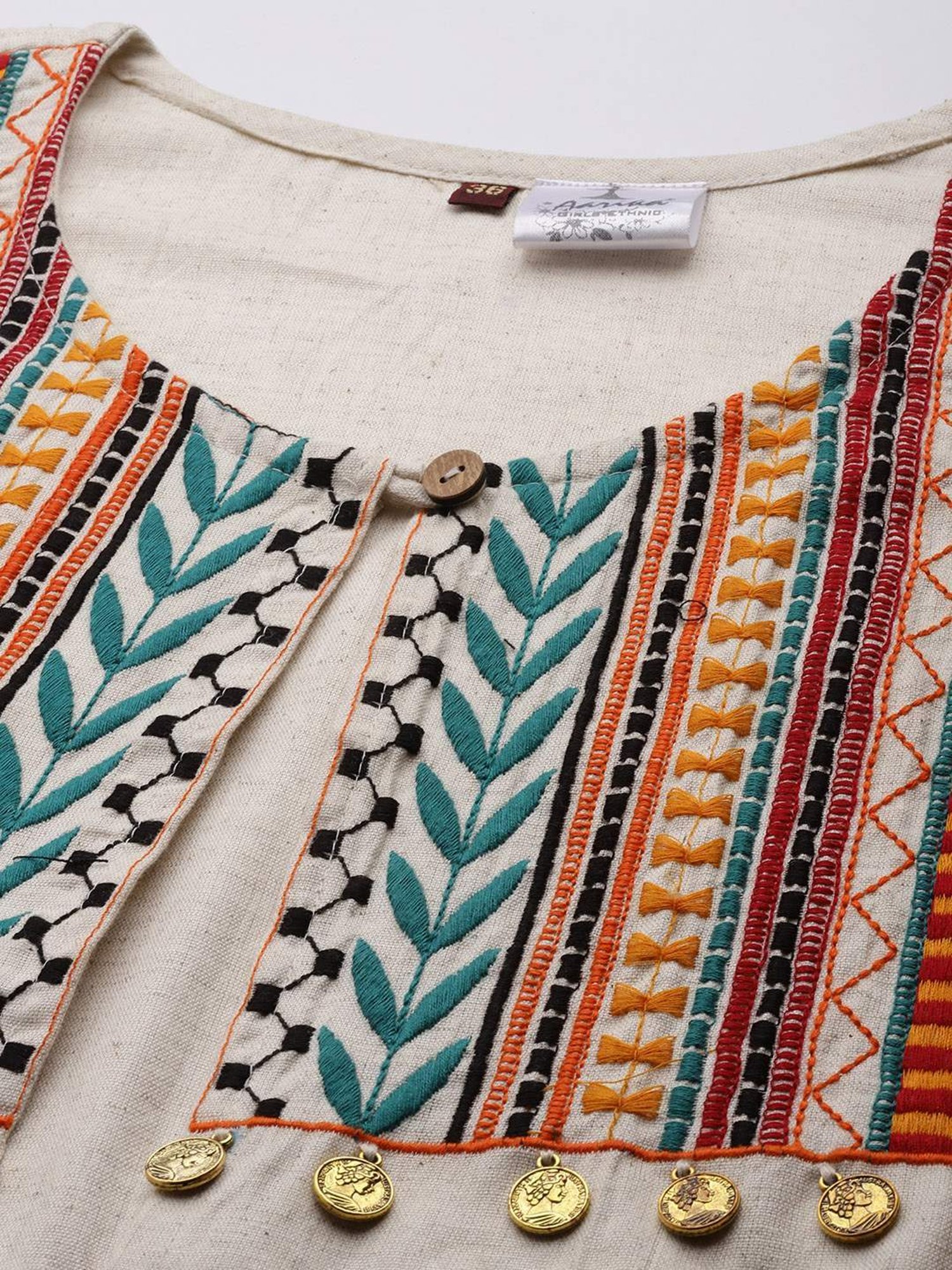Aarika Beige Cotton Embroidered Ethnic Jacket
