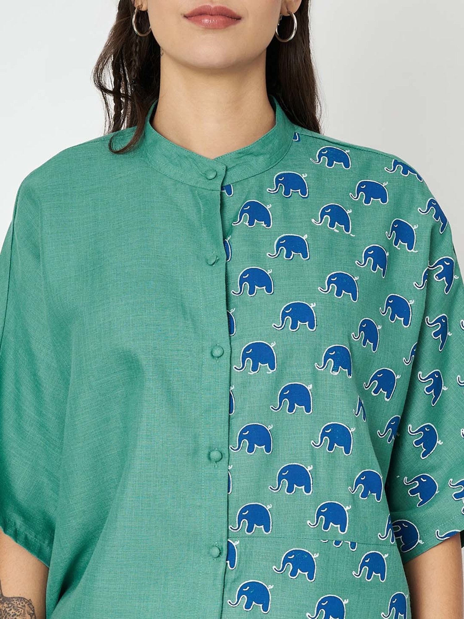 9rasa Green Shirt With Pant Set