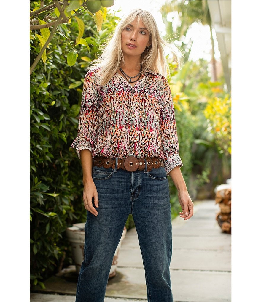 Liverpool Los Angeles Crosshatch Denim Rolled Real Boyfriend Jean