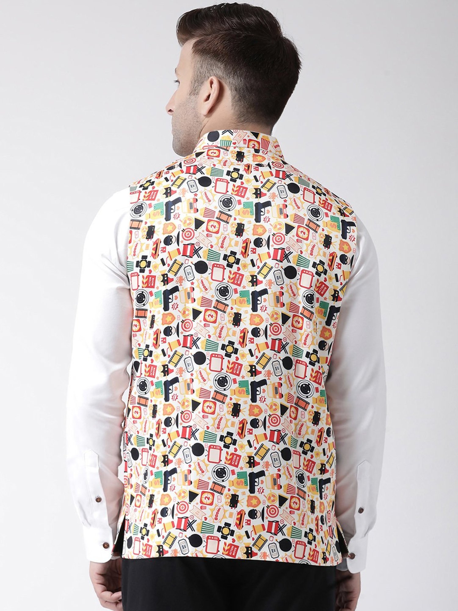 Fabindia Multicolor Regular Fit Printed Cotton Nehru Jacket