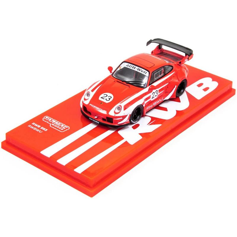 Porsche RWB 993 RWBWU #23 Red with White Stripes "RAUH-Welt BEGRIFF" 1/64 Diecast Model Car by Tarmac Works