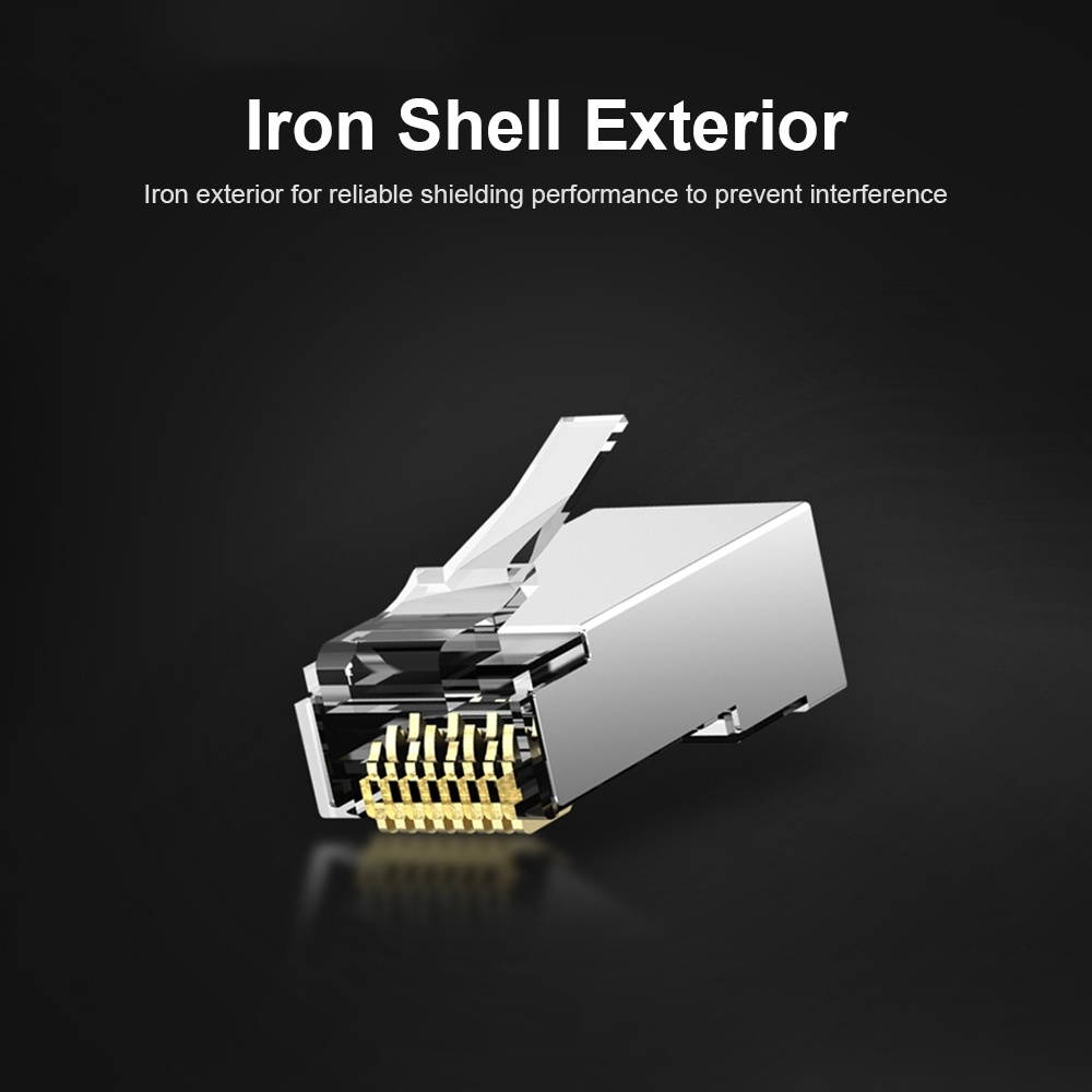 VENTION STP Crystal Head 8P8C Gold-plated CAT5E Connectors RJ45 Ends Ethernet Cable 10pcs