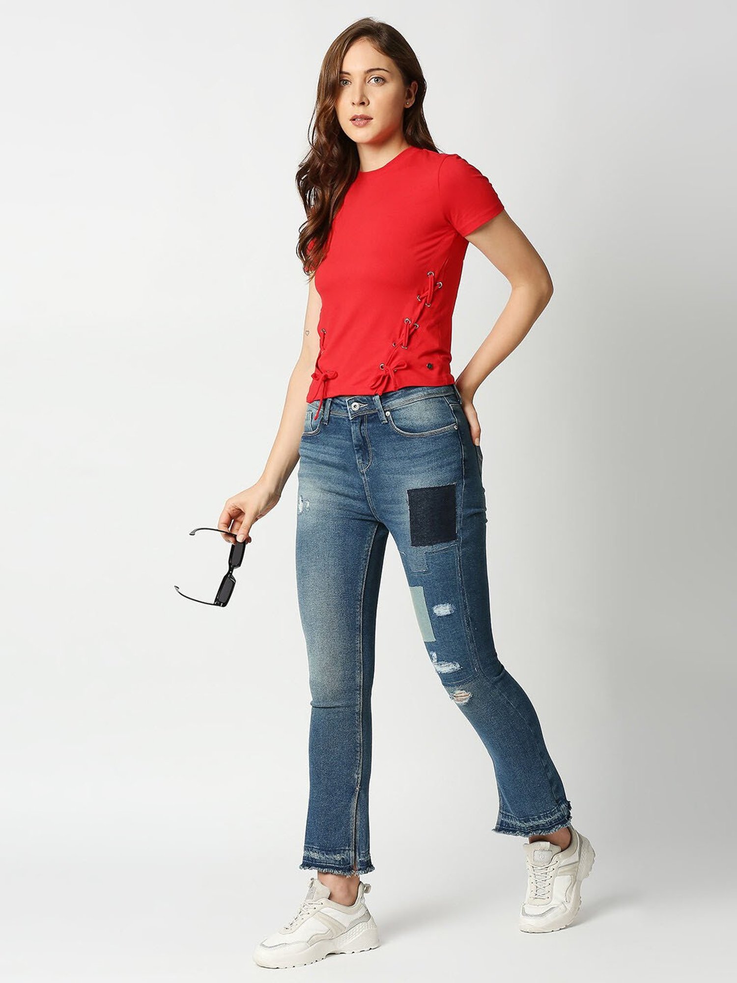 Pepe Jeans Red Regular Fit Crop Top