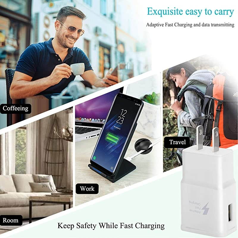 for Samsung Galaxy S9, Swadaws 2 Pack Adaptive Fast Wall Android Cell Phone Tablet Station Adapter with USB Type C Cable Compatible Samsung Galaxy S20 S10 S10e S8 Plus/Note 8 9 (White)