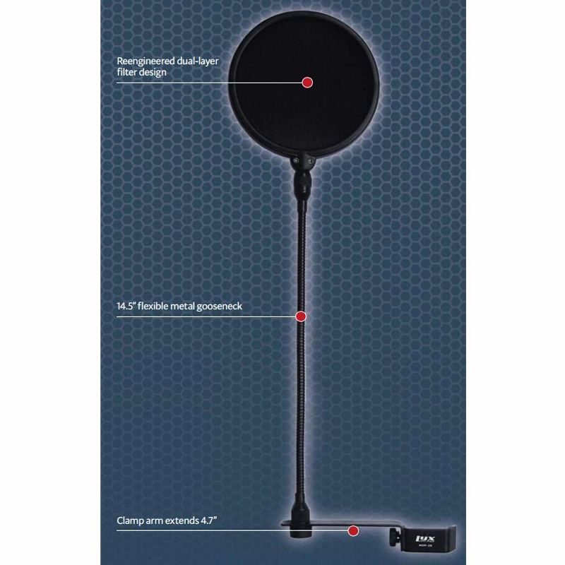 LyxPro MOP-28 Dual Layer Microphone Pop Filter with Flexible Gooseneck for Superior Vocal Performance, Pop Shield