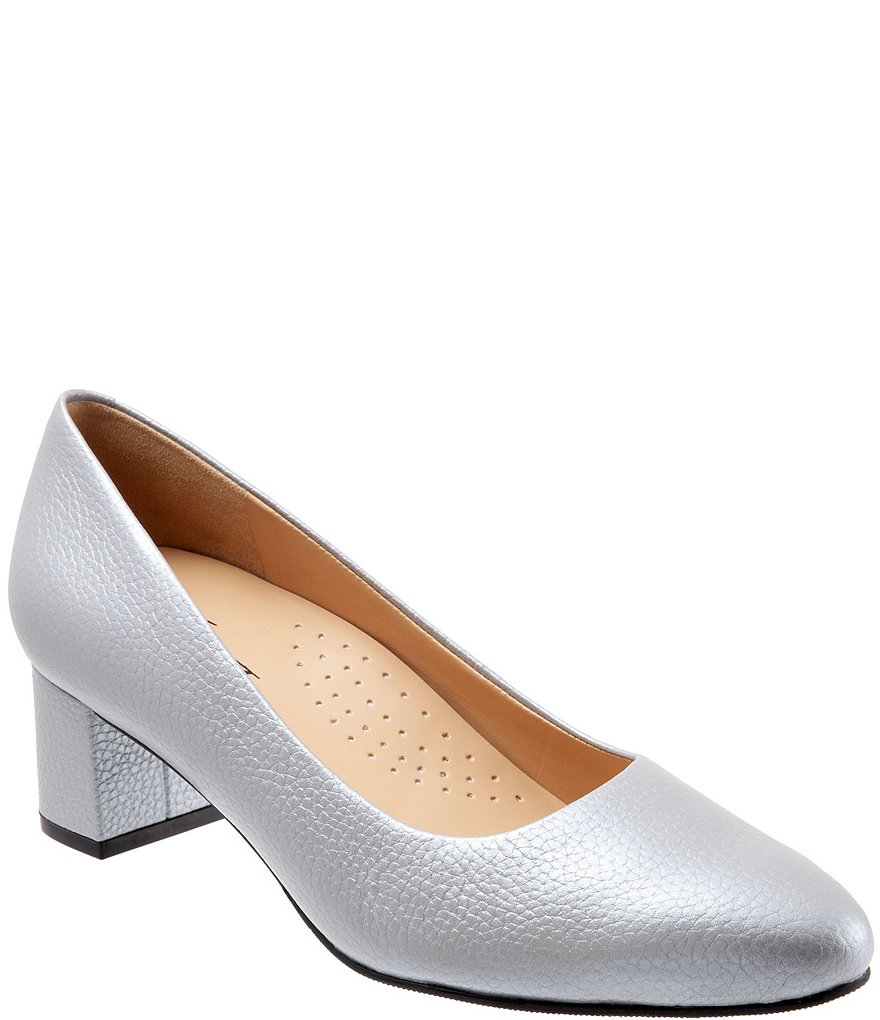 Trotters Kari Pearlized Leather Block-Heel Pumps