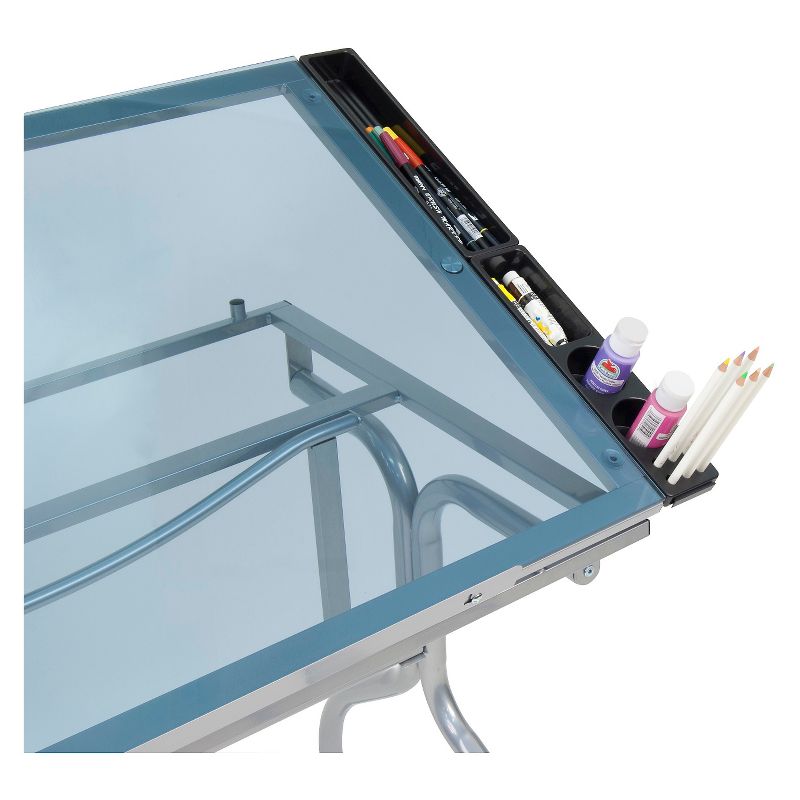 Folding Craft Station - Silver/Blue Glass
