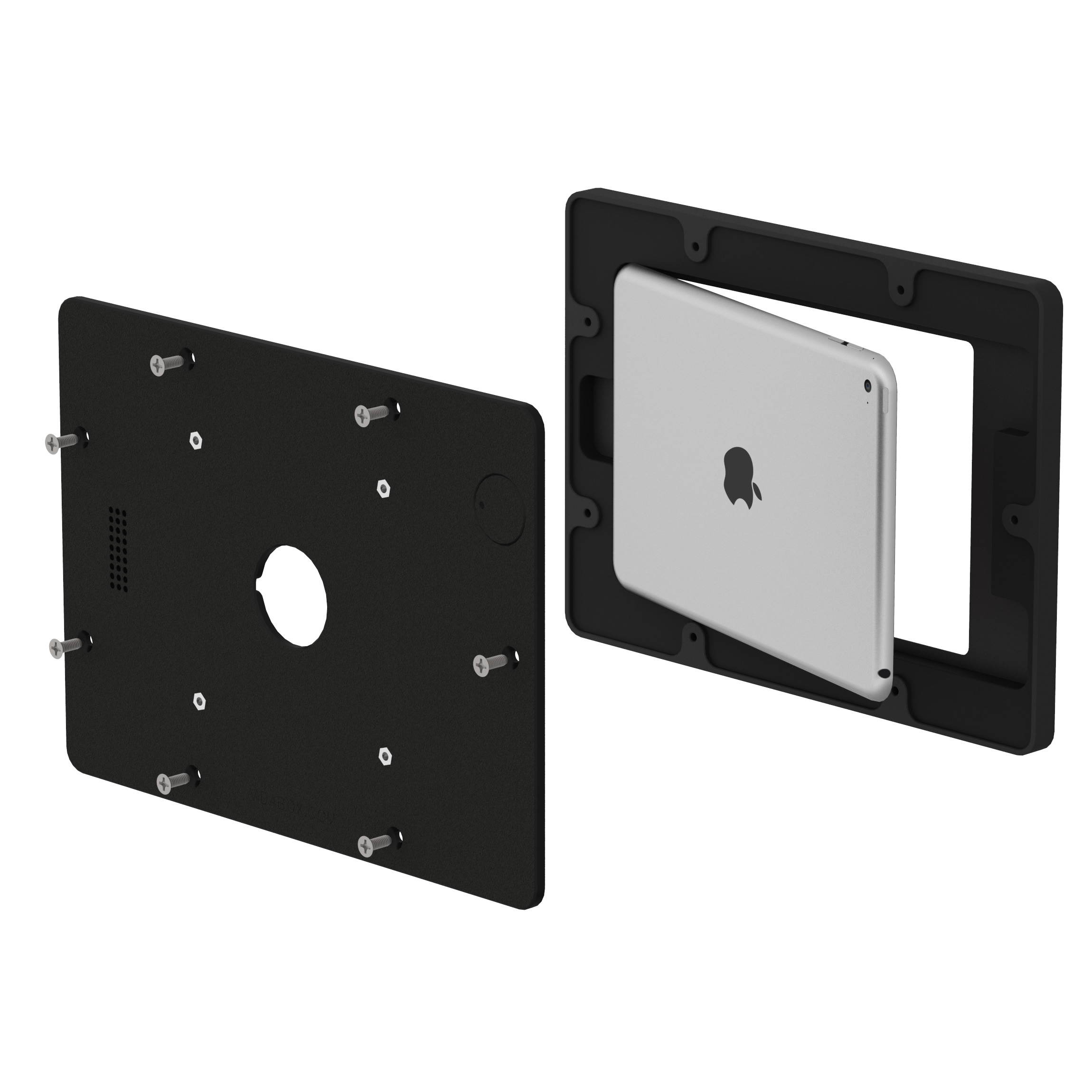 VidaMount Black Covered Home Button VESA Enclosure compatible with iPad Mini 1/2/3