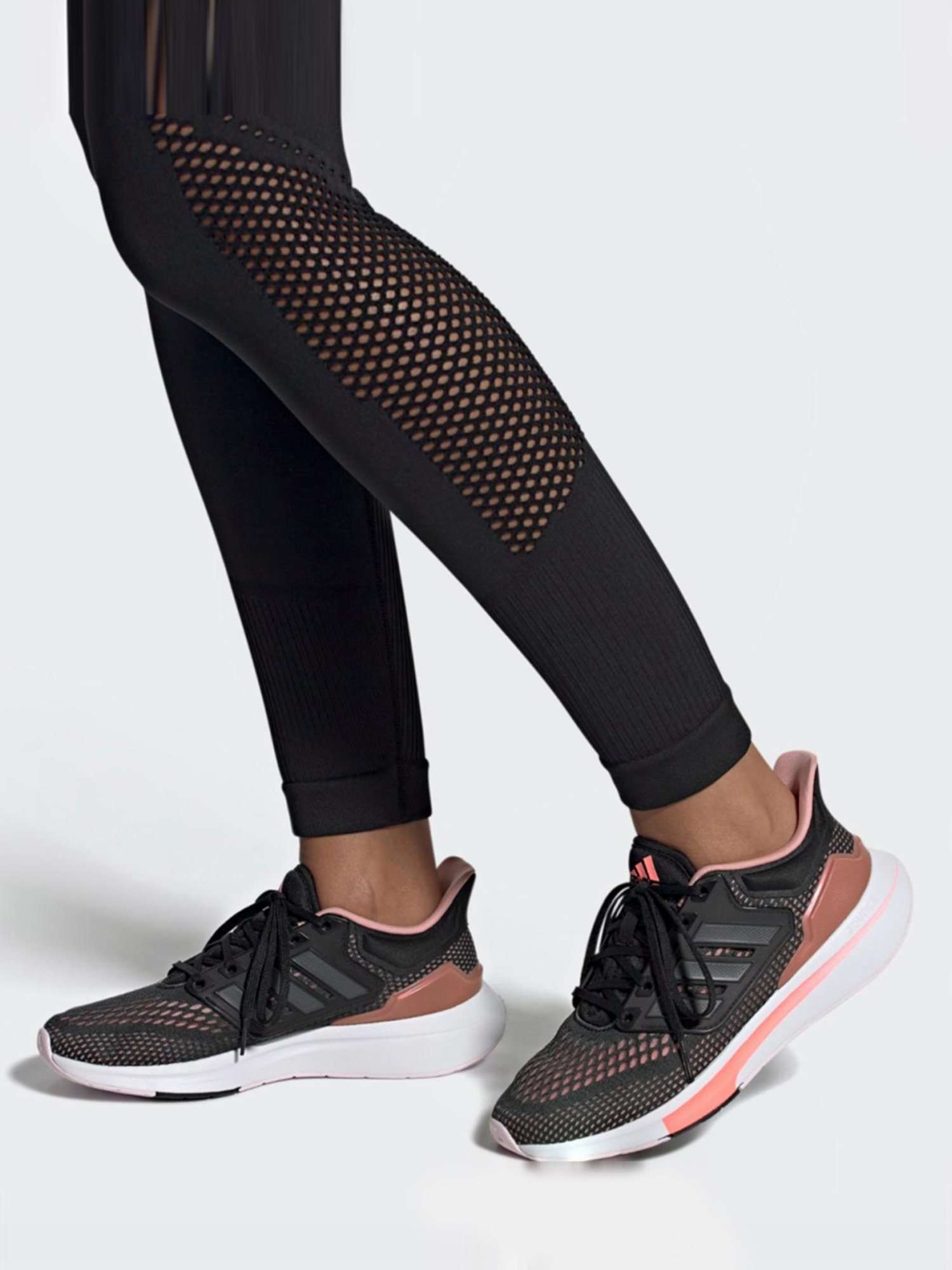 Adidas Women's EQ 21 Ink Black & Pink Running Shoes