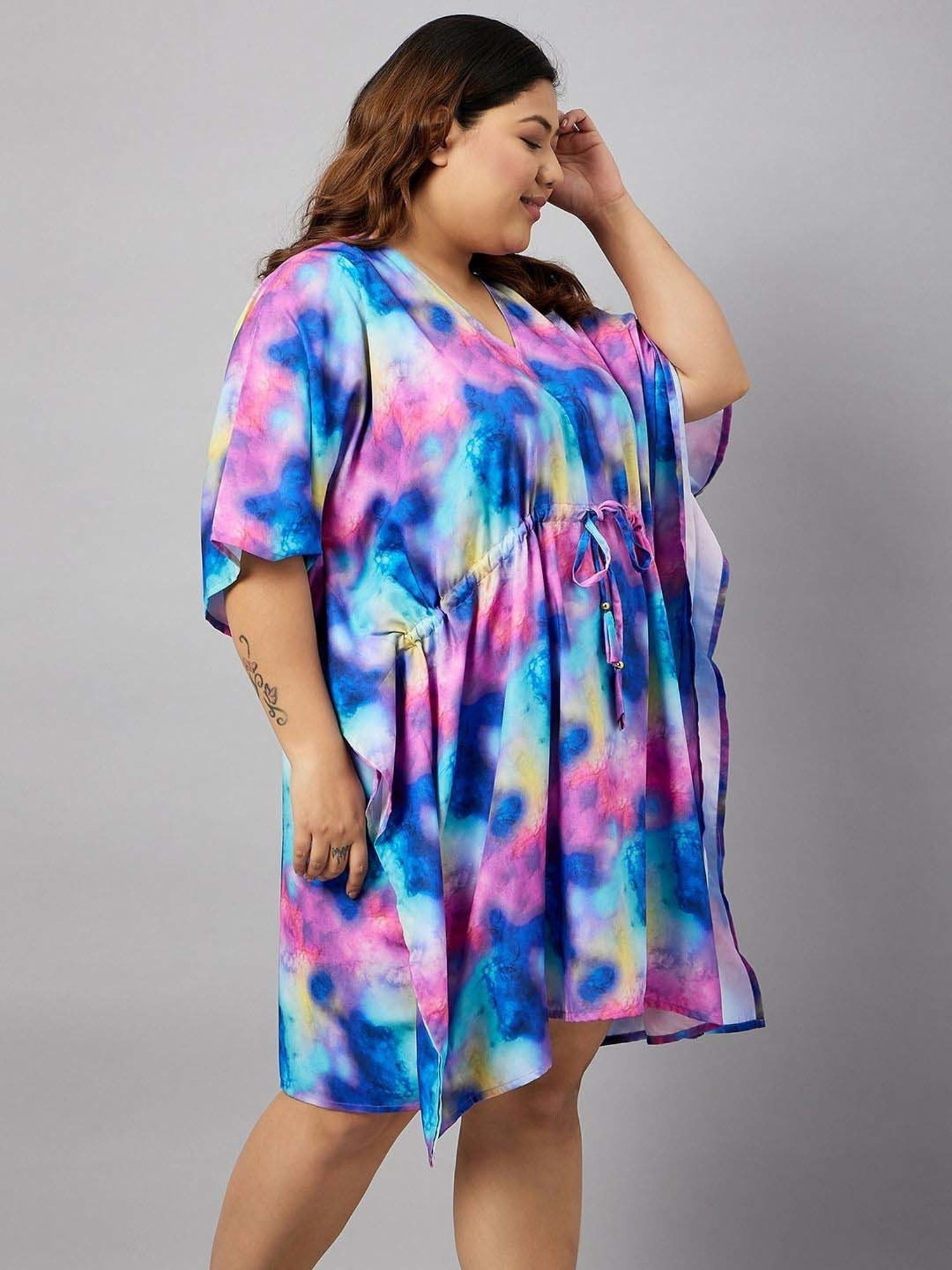 Secrets By ZeroKaata Blue Printed Kaftan