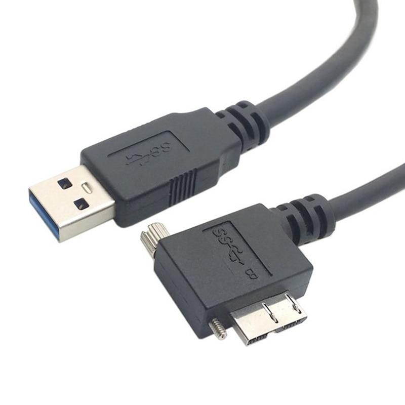 USB 3.0 A Male to Micro-B Left Angled 90 Degree Cable With Locking Screws for Nikon D800 D800E D810 15ft 5m