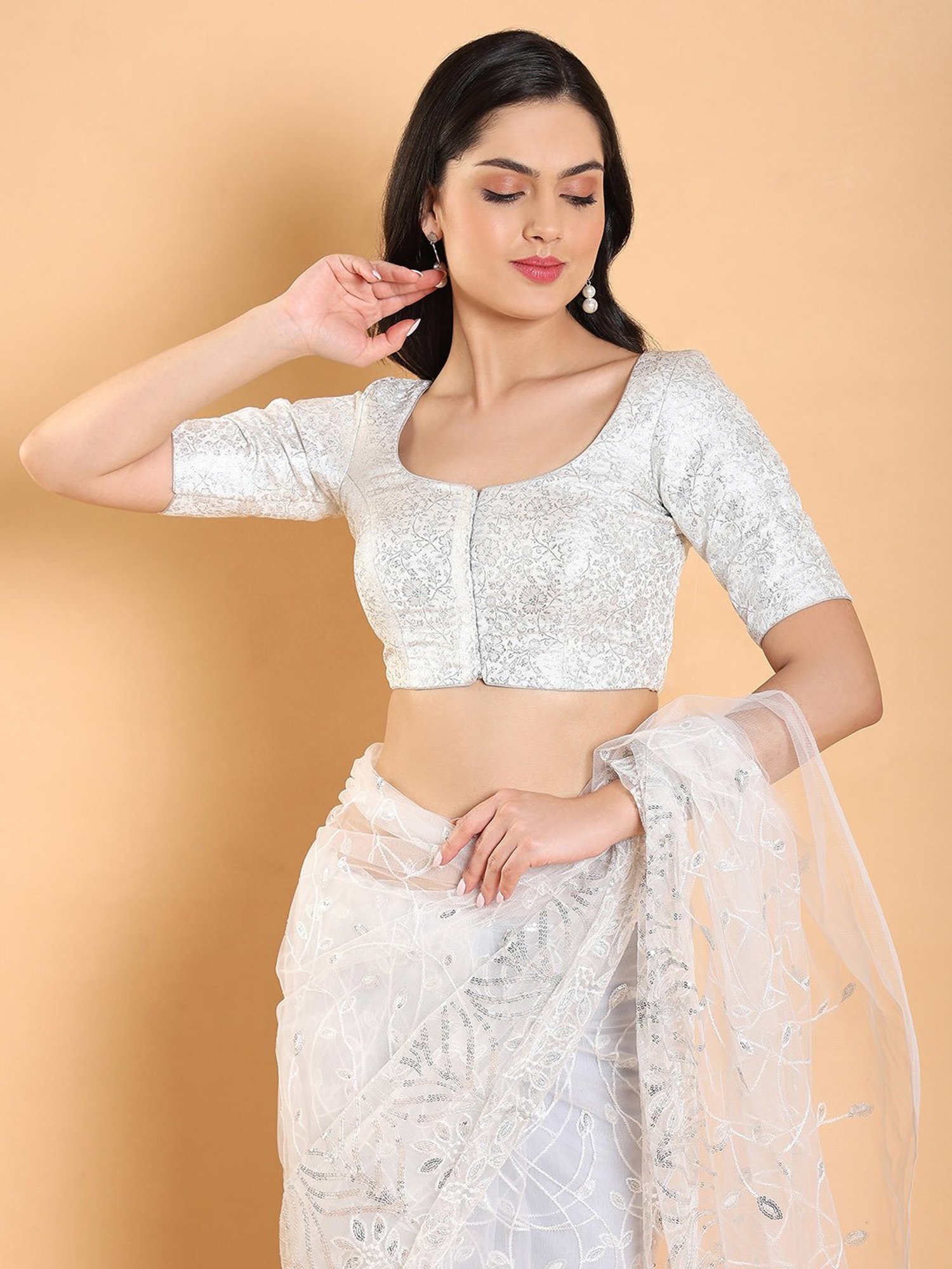 Salwar Studio Silver Floral Blouse