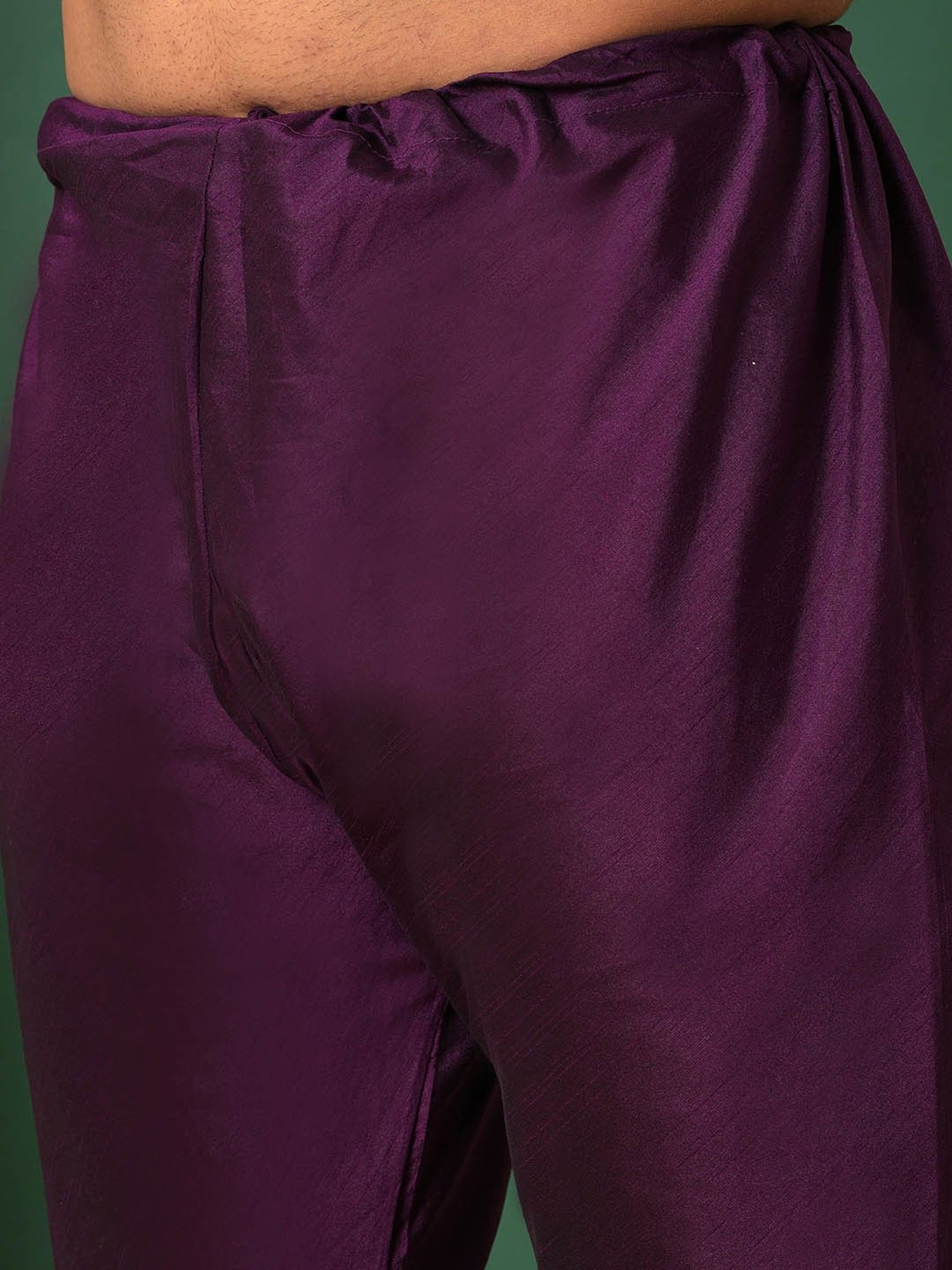 Hangup Dark Purple Regular Fit Embroidered Kurta & Pyjamas With Nehru Jacket