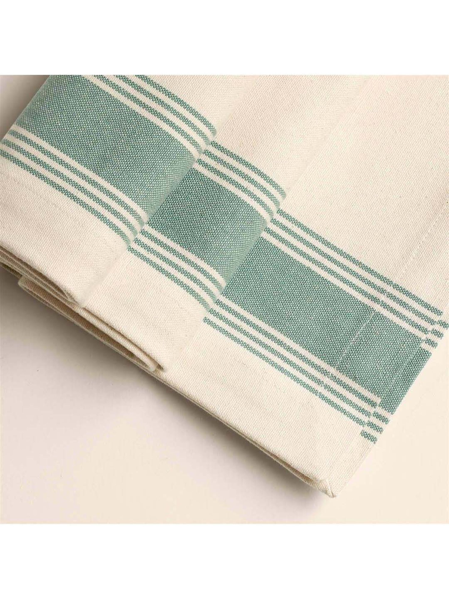 ellementry Beige & Blue Cotton Table Runner - Set of 1