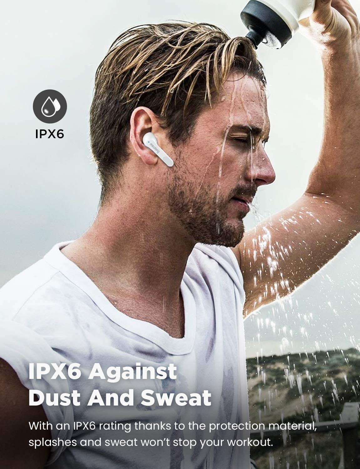 Wireless Earbuds, Meidong Bluetooth Earbuds Headphones V5.0 KY-06 in-Ear Earphones with Premium Sound and Deep Bass Smart Touch Control Built-in Mic Waterproof IPX6 Rchargable Charging Case [Upgraded]