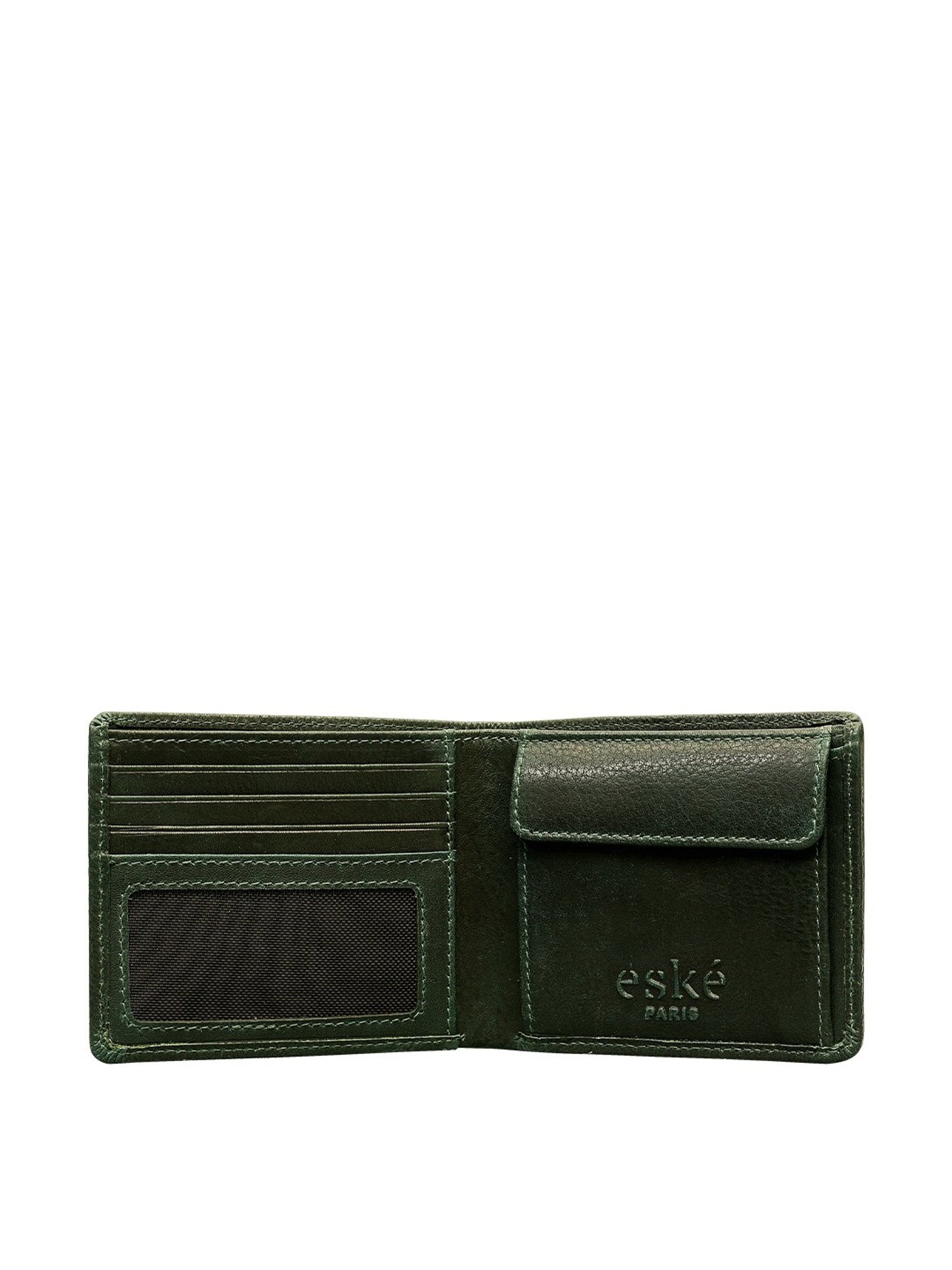 Eske Paris Green Casual Leather Bi-Fold Wallet for Men