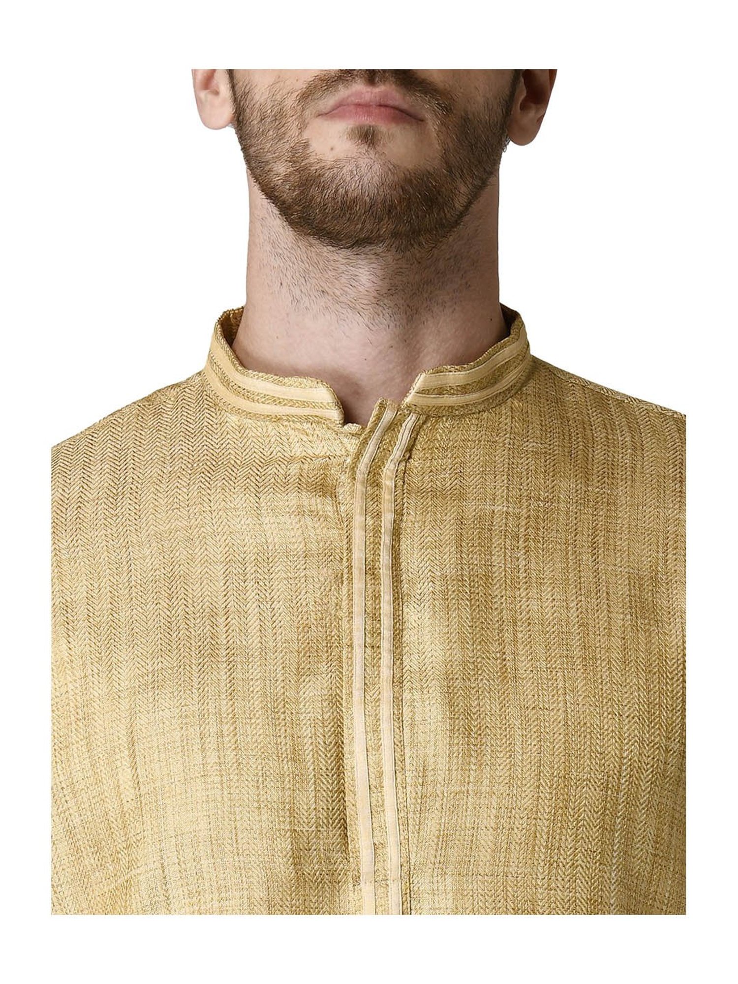 Tabard Beige Solid Full Sleeves Kurta & Churidar Set