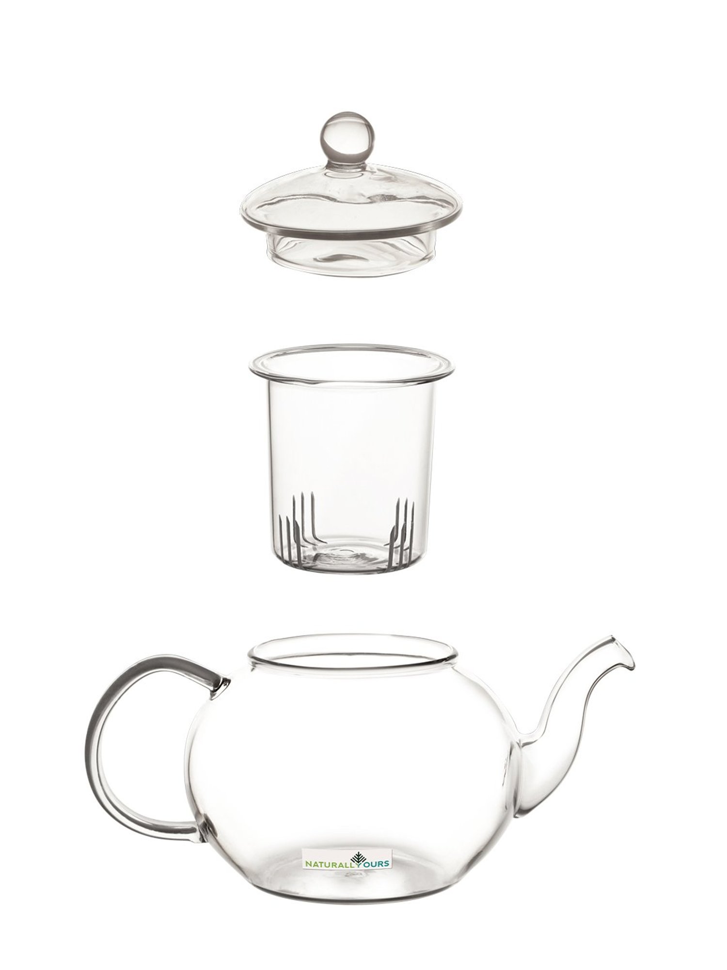 NATURALLYOURS Borosilicate Glass Tea Kettle with Filter - 1000 ml