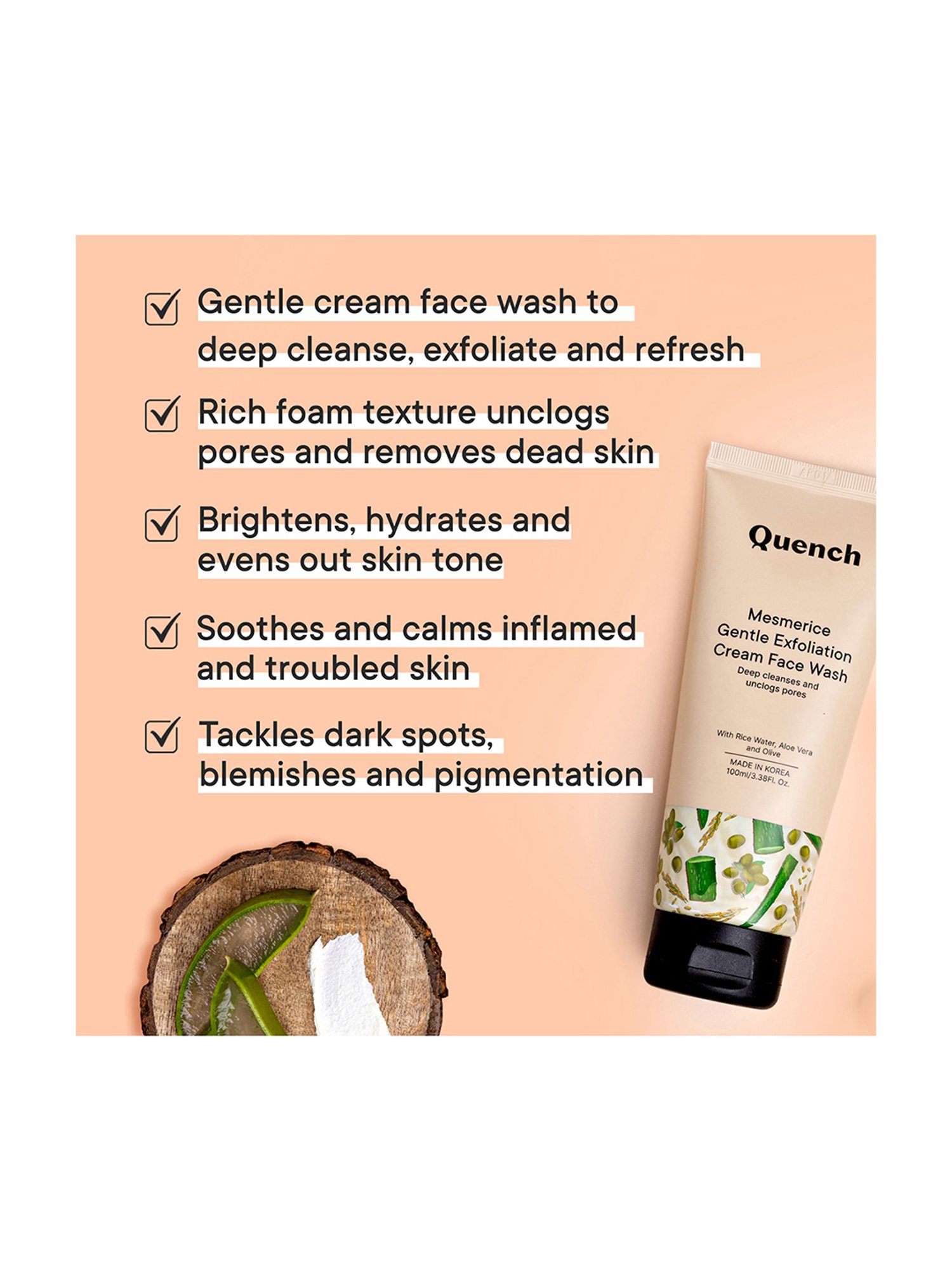 Quench Botanics Mesmerice Gentle Exfoliation Cream Face Wash - 100 ml