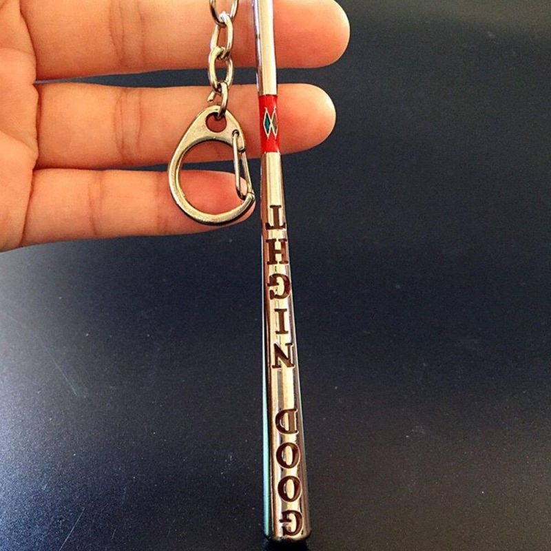 OK-STORE Harley Quinn Baseball Bat Keychain Good Night Key Chain Stainless Steel Key Ring Tag for Your Autos, Home or Boat