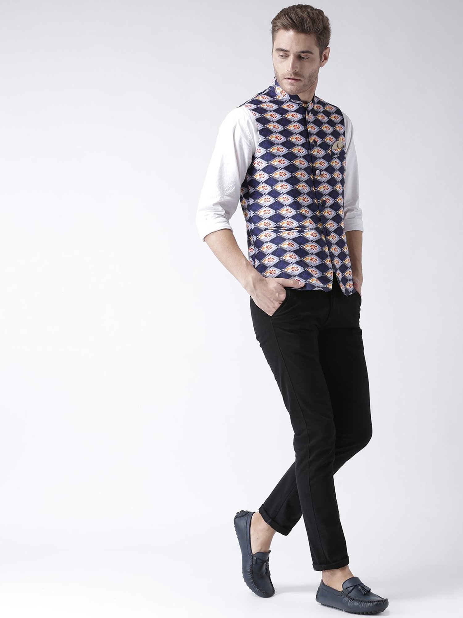 Hangup Plus Multicolor Regular Fit Printed Nehru Jacket