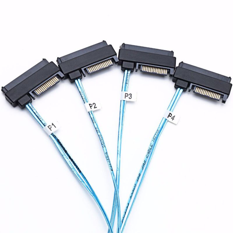 Weastlinks SAS SATA Cables SFF-8643 To 4 SFF-8482 Internal Mini SAS HD to 4 29pin SFF-8482 connector with SAS 15pin Power Port 12GB/S Cable