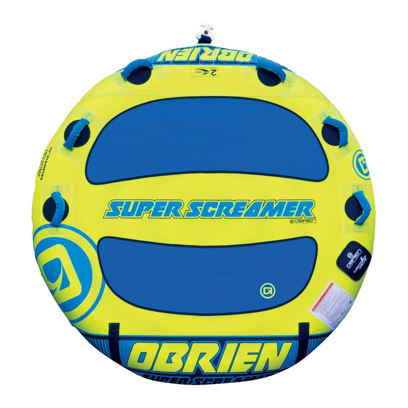 O'Brien Watersports Super Screamer Inflatable Padded Towable Water Tube for Boating, 1-3 Riders, Yellow
